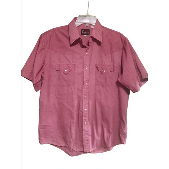 Plains Western Wear Men’s L Red Pearl Snap Short Sleeve Cowboy Shirt - Picture 1 of 5